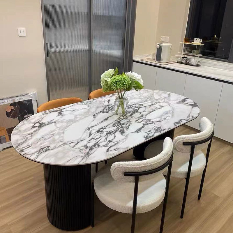 Luxury Slate Dining Tables Designer Dining Table and Chair Set for Kitchen French Retro Dining Room Furniture Nordic Oval Table