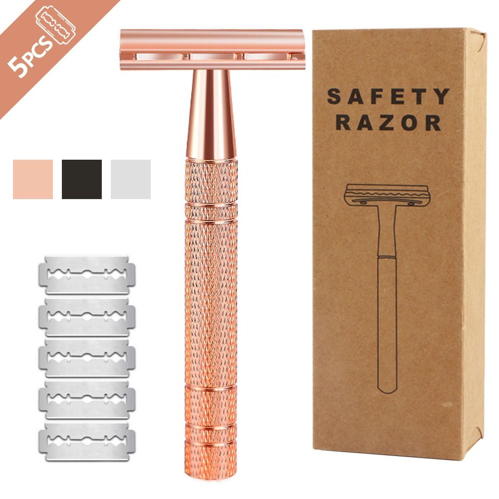 Steel Face Handle Hair Removal Tool 5 Shaving Blades Male Classic Men Shaving Manual Shaver Double Edge Razor Safety Razor