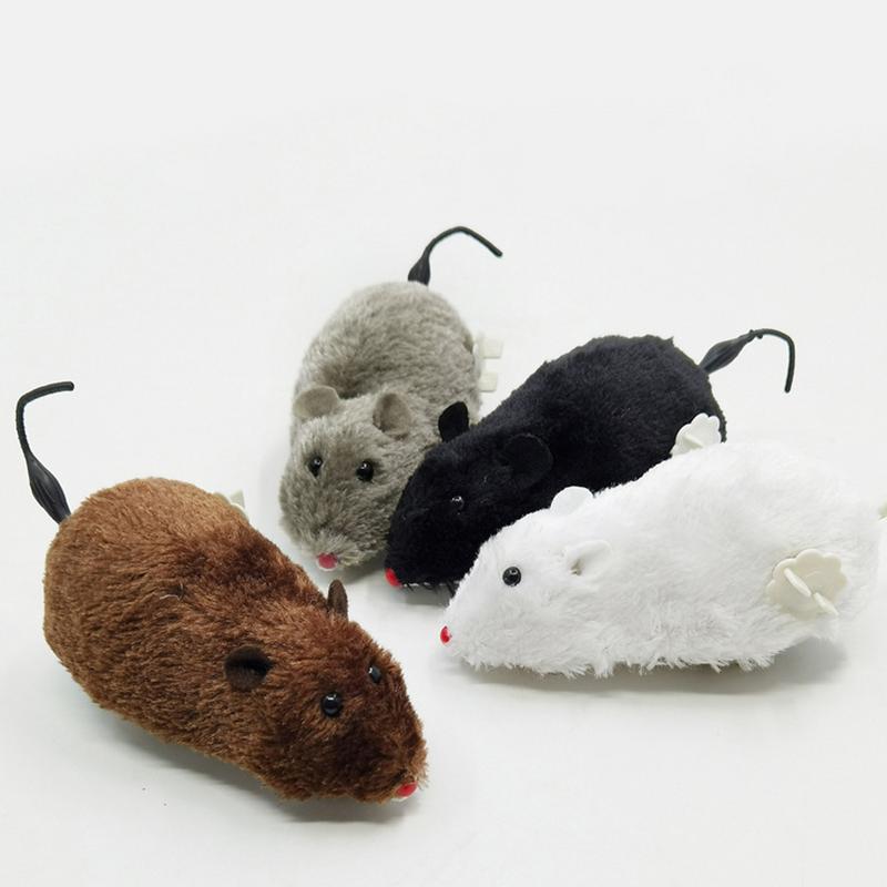 cute Mouse Plush Wind Up Mouse Shape Cat Toys Interactive Interesting Decorative Kitten Stuffed Toy For Pets Chasing supplies