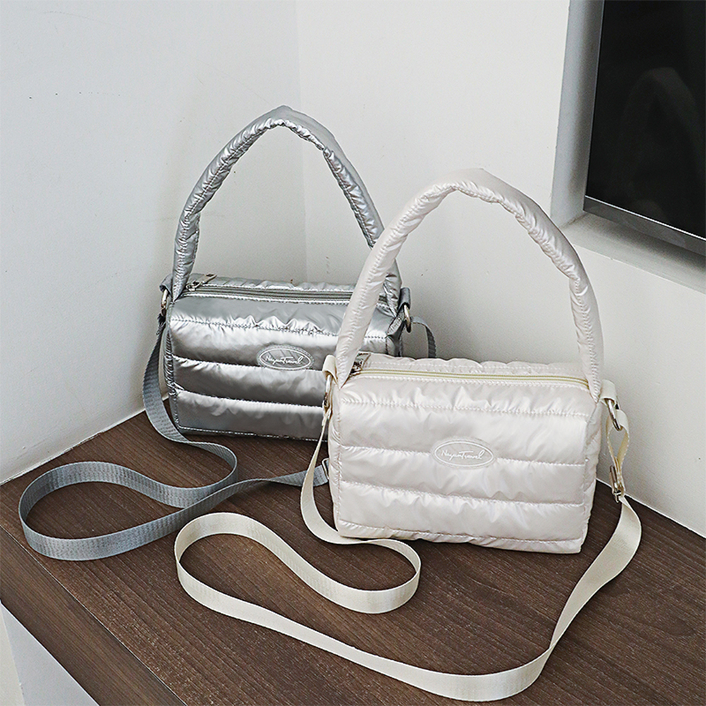 Fashion Quilted Cotton Crossbody Bags Brand Women Padded Bags Solid Color Shoulder Top Handle Bags Female Daily Handbags Shopper