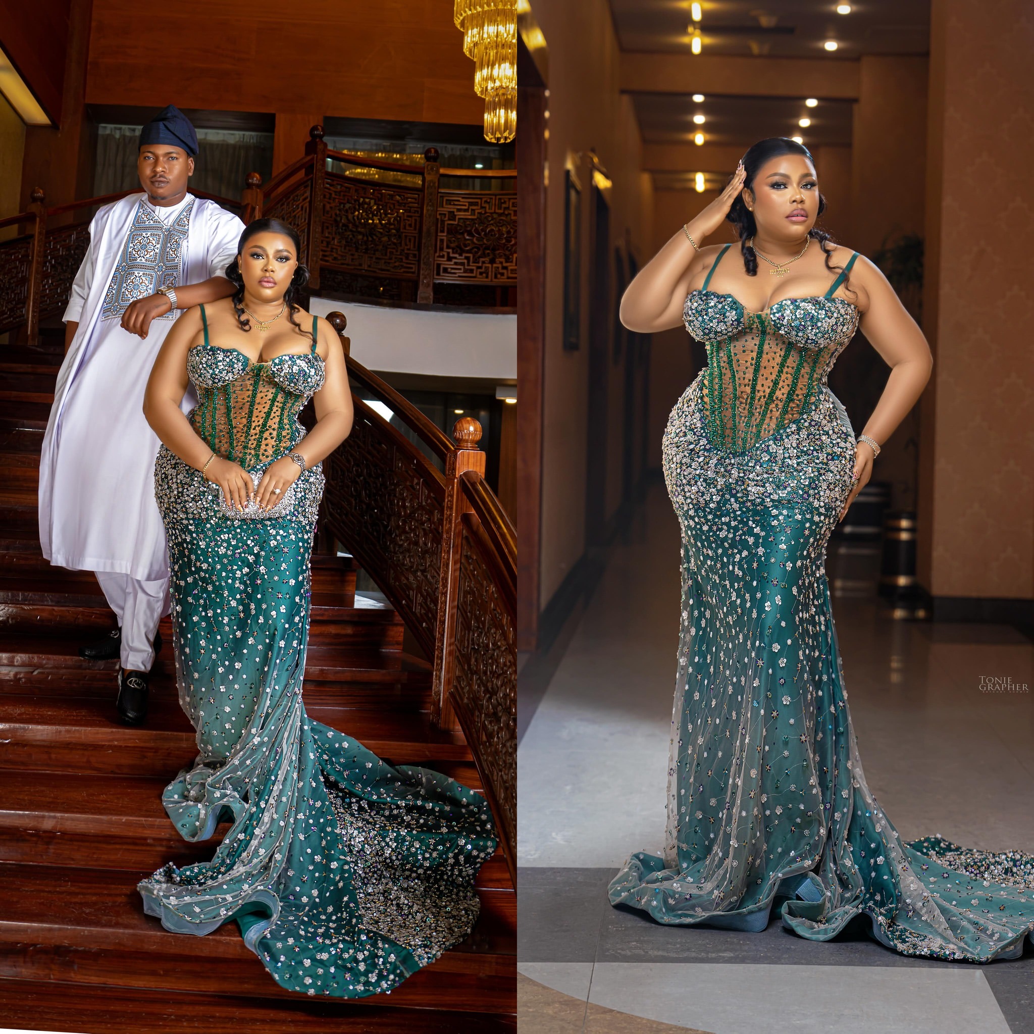 2024 Plus Size Hunter Green Mermaid Prom Dresses For Special Occasions Beaded Floral Sequined Lace Evening Party Birthday Gowns Dress For Women Vestid