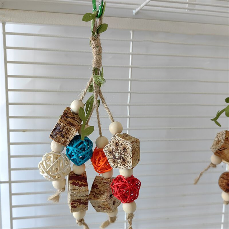 Colorful Hanging Parrot Bird Molar Toy Articles Parrot Bite Pet Bird Toy for Parrot Training Bird Cage Hanging Swing Biting Toys