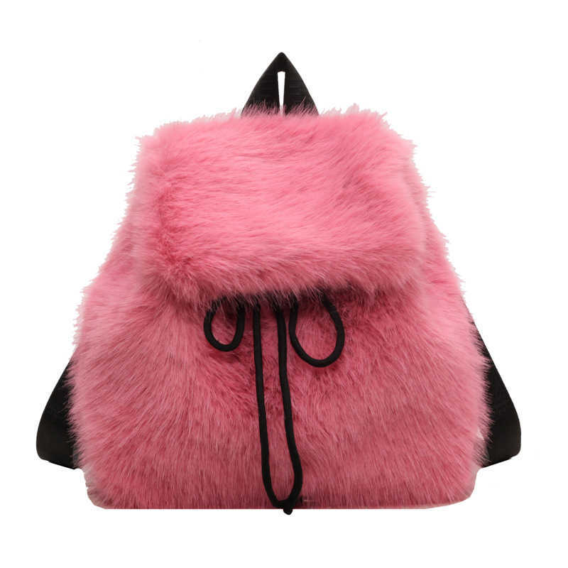 Plush Little Backpack For Women Plush Backpack For Students Large Capacity Drawstring Lightweight Backpack 241113