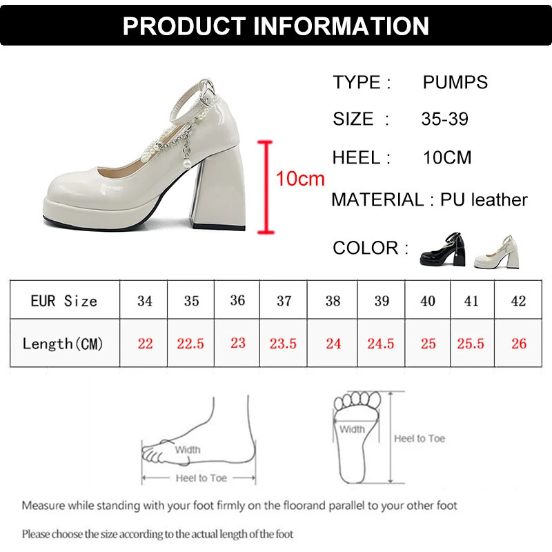 Y2K Chunky Platform High Heels Pumps Women Summer Patent Leather Black White Lolita Shoes Woman Pearl Ankle Straps Pumps 241112