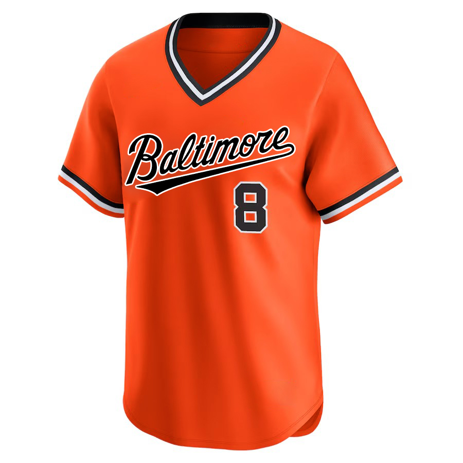 Men's Short Sleeve V-neck Baseball Jersey - Comfy Top with Letter and Number 8 RIPKEN Embroidery for Training and Competition