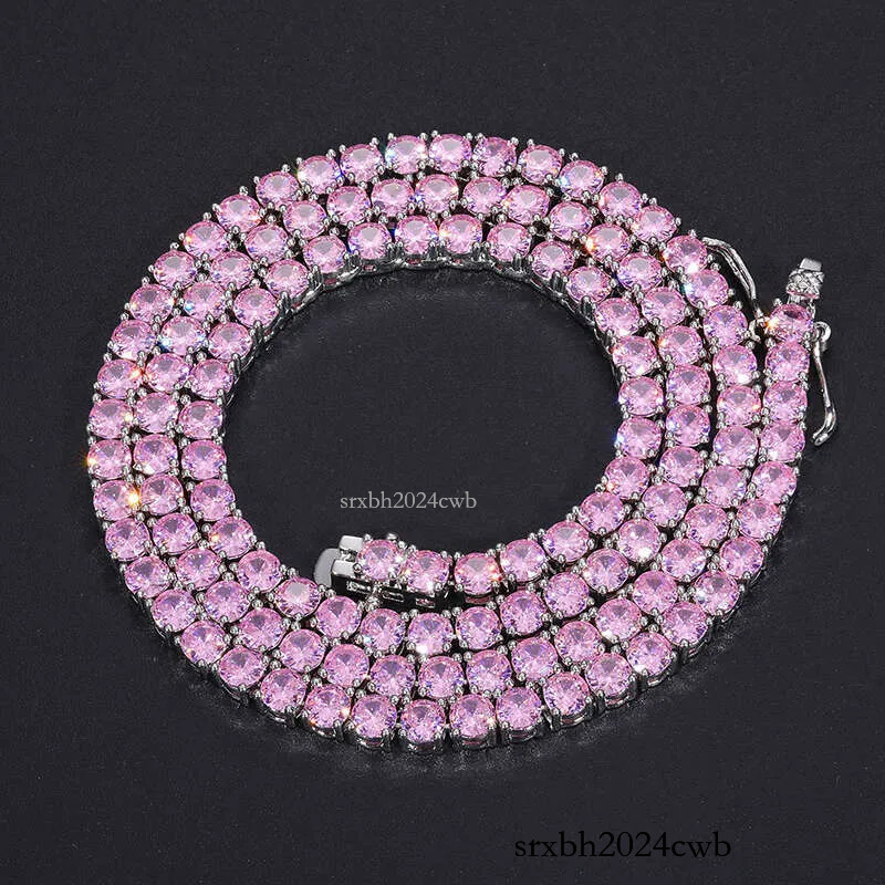 New Trend Fine Jewelry Iced Out Blue Green Colorful VVS Moissanite Dia Cluster Chain Tennis Necklace For Women Men
