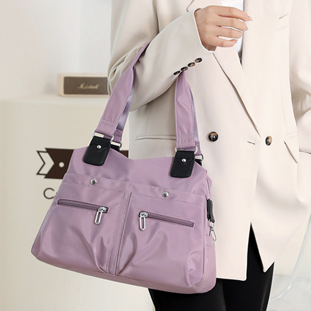 Women's Handbag Solid Simple Designer Tote Bag Large Capacity Waterproof Multi Pocket Nylon Shoulder Bag Mommy Travel Diaper Bag