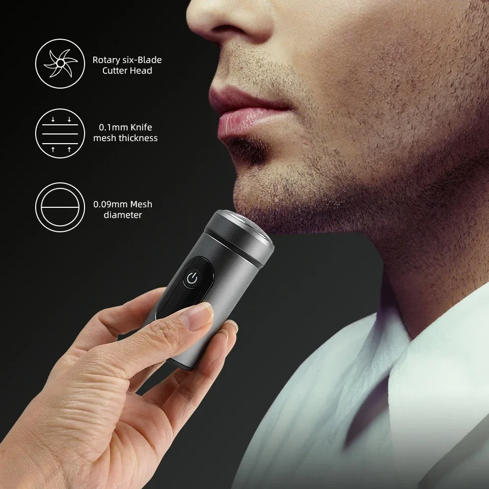 Mini Electric Shaver Portable Men's Digital Display Shaver Razor Home Travel Shaver Pocket Size Wet Dry Use Razor Light Weight smile