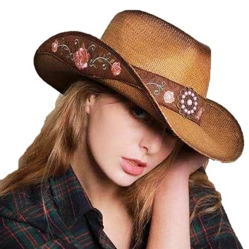 Hat Travel Women Outdoor Cowboy Hat Carnivals Party Headwear Sun Protective Hat smile