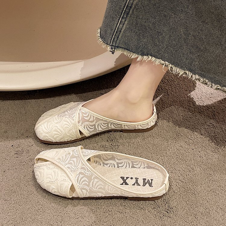 Chinese Embroidered Comfortable Bun Half Trailer Summer New Flat Bottomed Ethnic Style Casual Slippers For External Wear Ddmysheep Ddmysheep ddmythur
