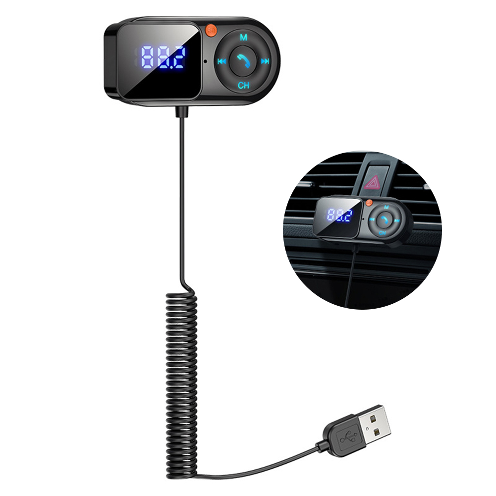 FM Transmitter Modulator Car MP3 Player Receiver 3.5mm AUX Bluetooth-Compatible Car USB MP3 Player Large LCD Screen TF Card