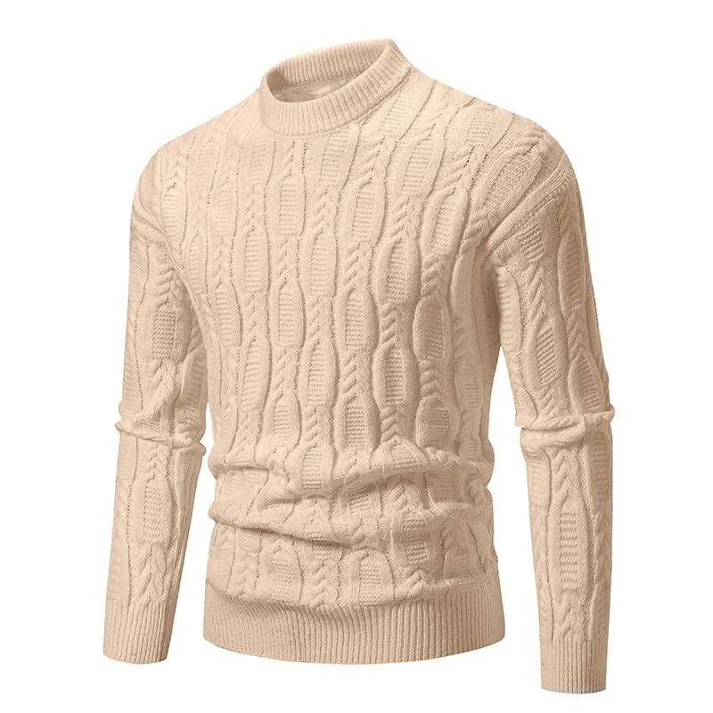 mens work collar sweater soft mens casual sweater autumn classic latte sweater plain collar knitted streetwear 241113