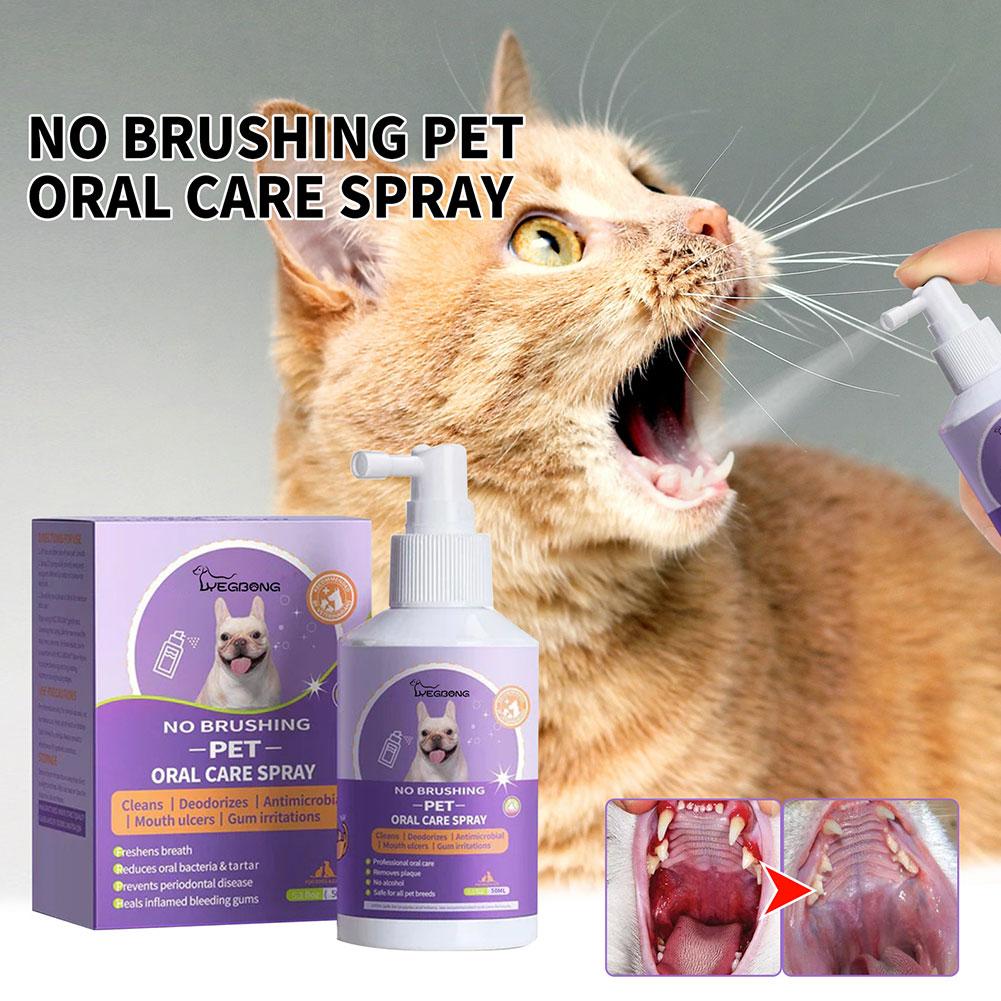50ml Dog Cat Tooth Cleaner Spray Pet Mouth Pet Cleaner Deodorant Breath Fresh Breath Freshening Spray Pet's Oral Cleanse Ke D5D4