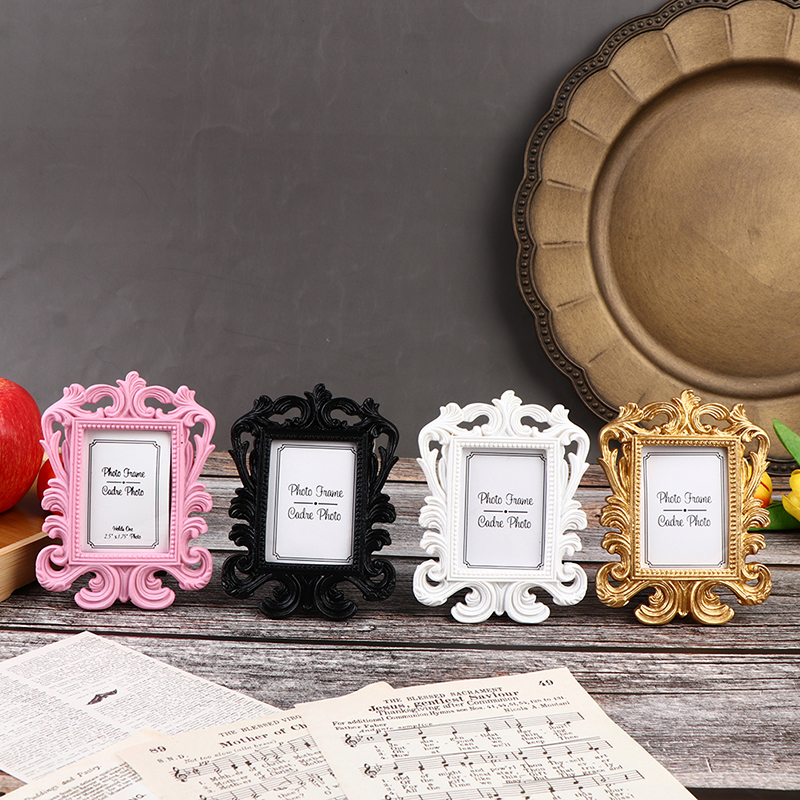 1pc Decorative Flower Retro Photo Wedding Home Decor Desktop Picture Frame Classic Baroque small photo frame H260306