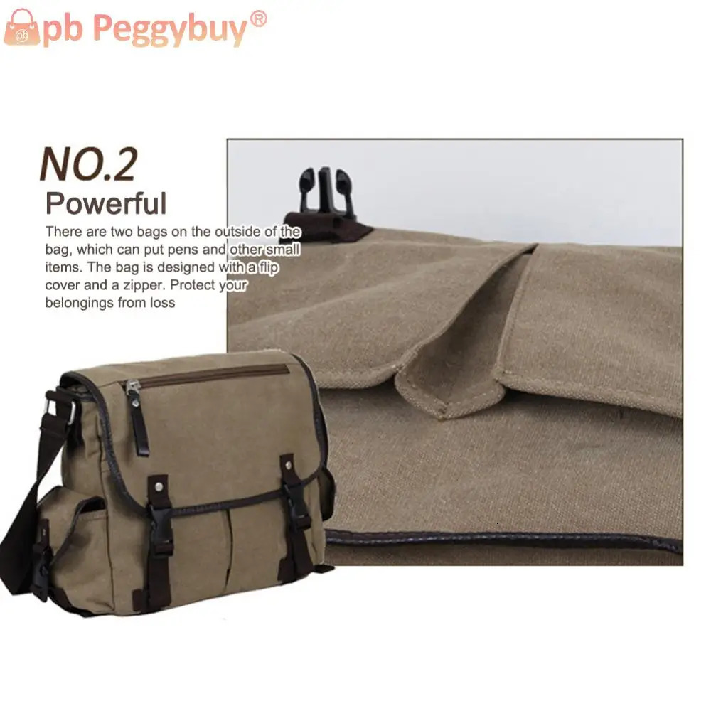 Vintage Messenger Bag Multi Pockets Crossbody Bags For Men Water Resistant 14 Inch Laptop Pouch Adjustable Strap for School Work 241111