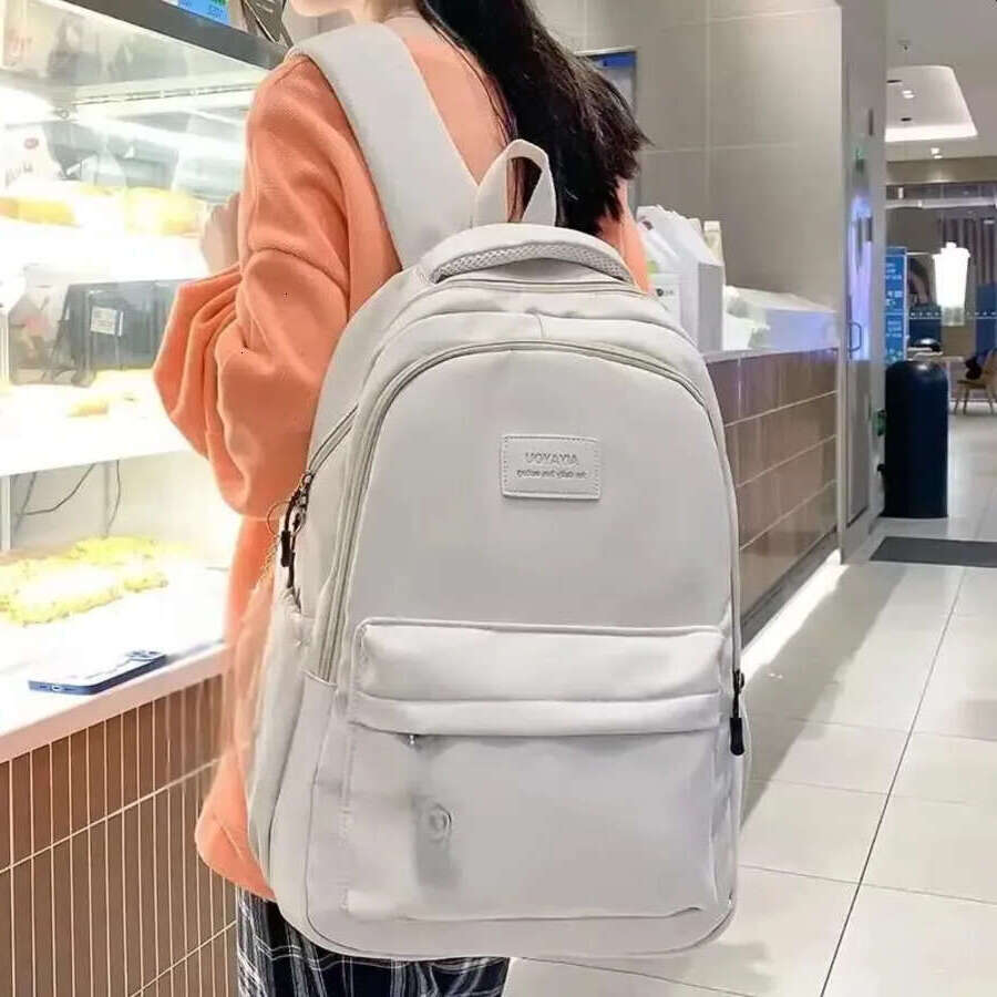No pendant waterproof youth nylon Rucack fashionable girl women shoulder bag high school backpack black 240827 154f
