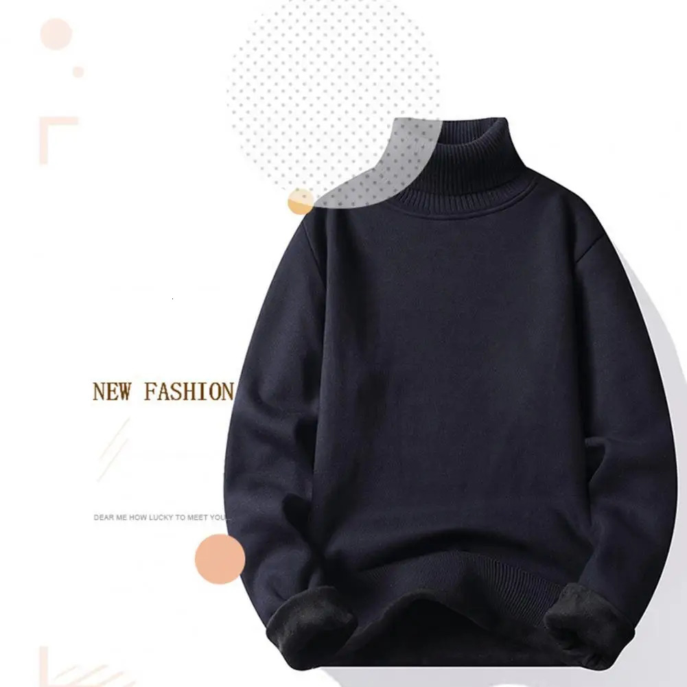 Mens Turtleneck sweater with wool lining comfortable and fashionable mens Turtleneck sweater warm wool lining slim fit for autumn 241113