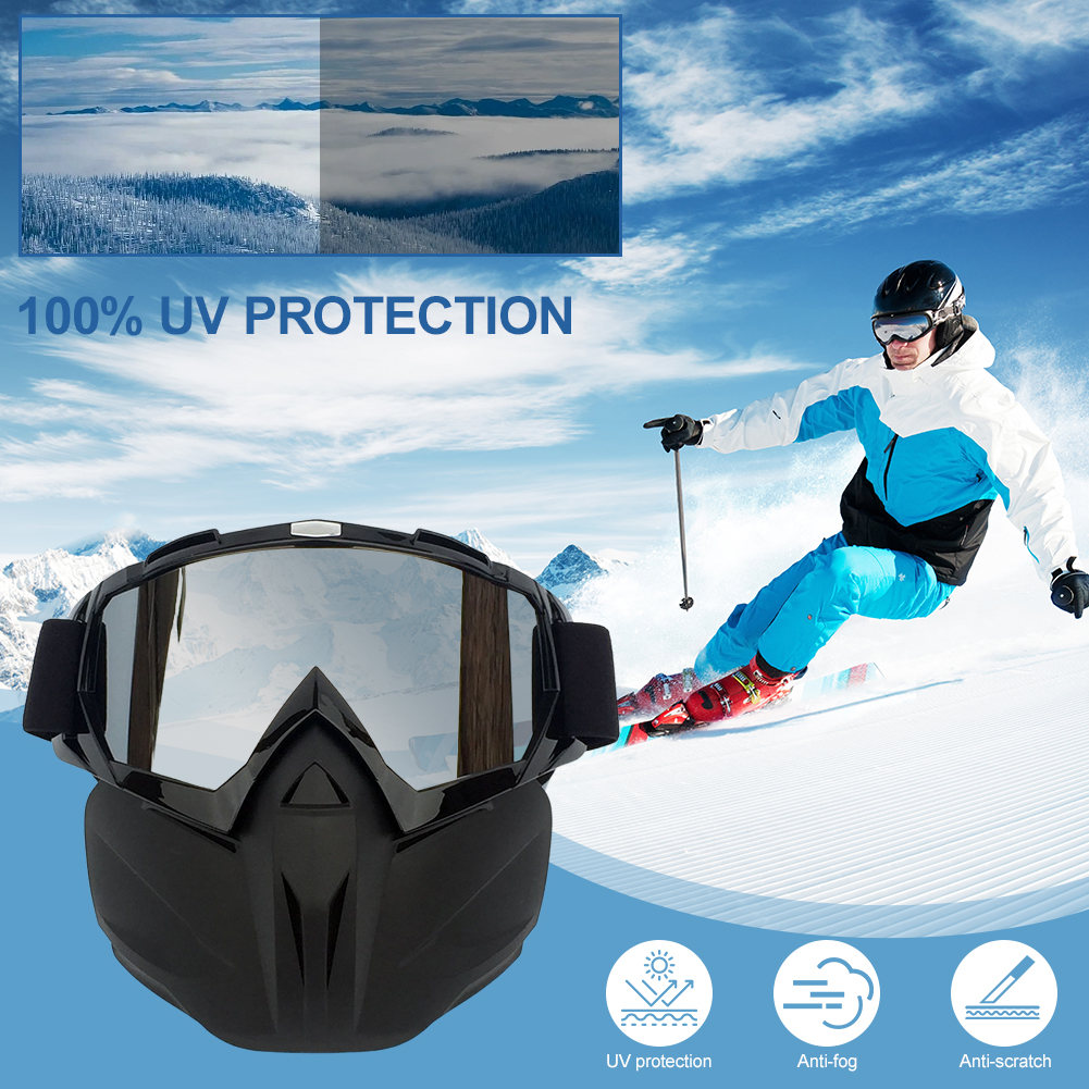 With Removable Glasses ddmysmile Ski Face Mask Anti-Fog Snow Sunglasses Windproof Snow Sports Goggles Protective For Skiing Hiking Cycling Smile