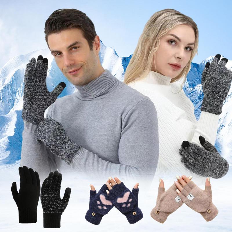 Gloves For Knitted Women Windproof Winter Thermal Gloves Warm And Comfortable For Hiking Driving Running Cycling smile