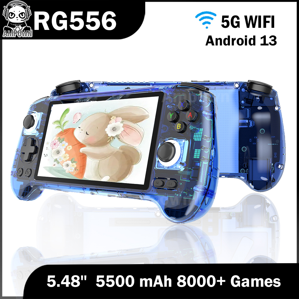 Anbernic RG556 5.48'' AMOLED Screen Retro Handheld Game Players 8GB LPDDR4X Android 13 Video Game Consoles 5500mAh 8000+ Games