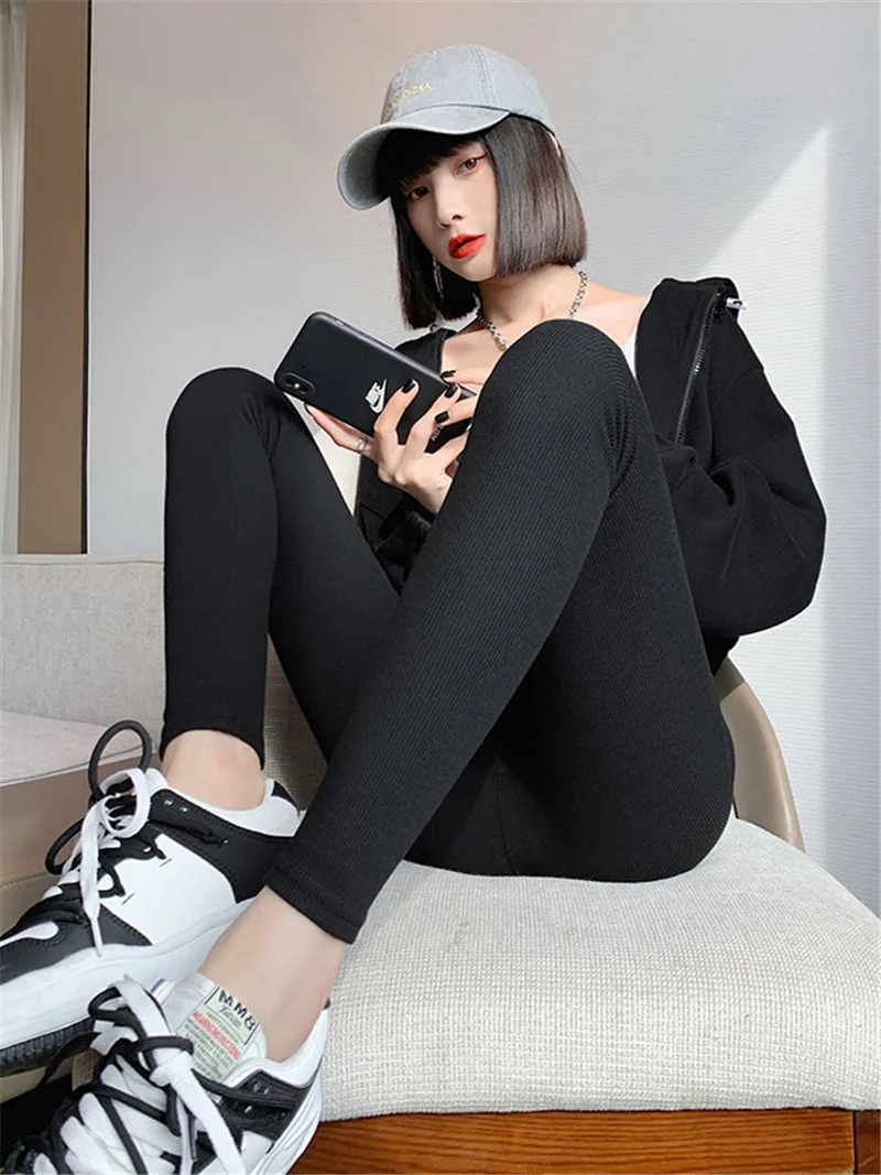 Leggings Women Autumn ddmysmile Winter Thin Hight Waist Stretchy Ladies Leggings Slim Warm Skinny Trousers Casual Lined Bottomed Pants Smile