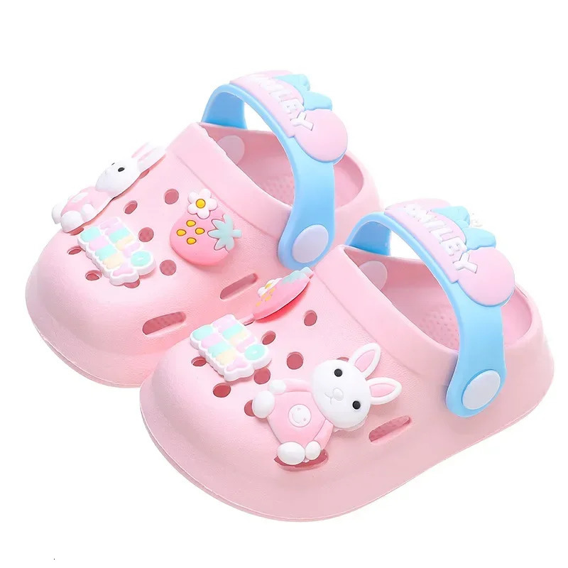 Cute Sweet Baby Slippers 2024 Summer Toddler Beach Shoes Little Boys Close toed Sandals Baby Girl Anti-slip Slippers 240407