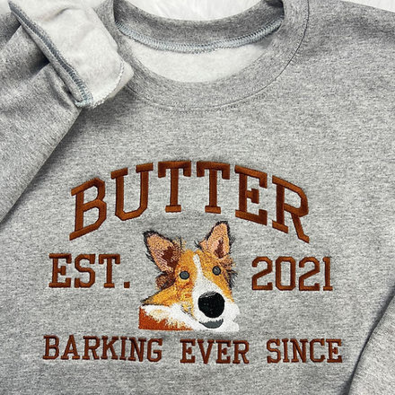 Personalised Embroidered Face and Name Sweatshirt Christmas Gift for Pet Lover