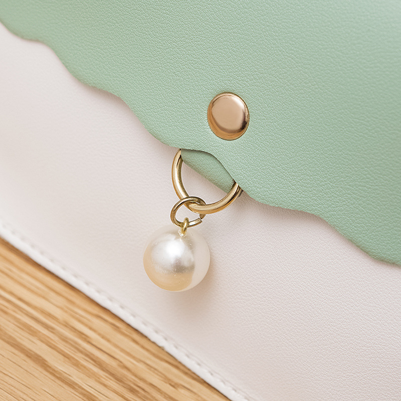 New Women Fashion Shoulder Bag Pearl Pendant Mini Crossbody Bag Casual Contrasting Color Small Square Bag Simple Handbag Gifts