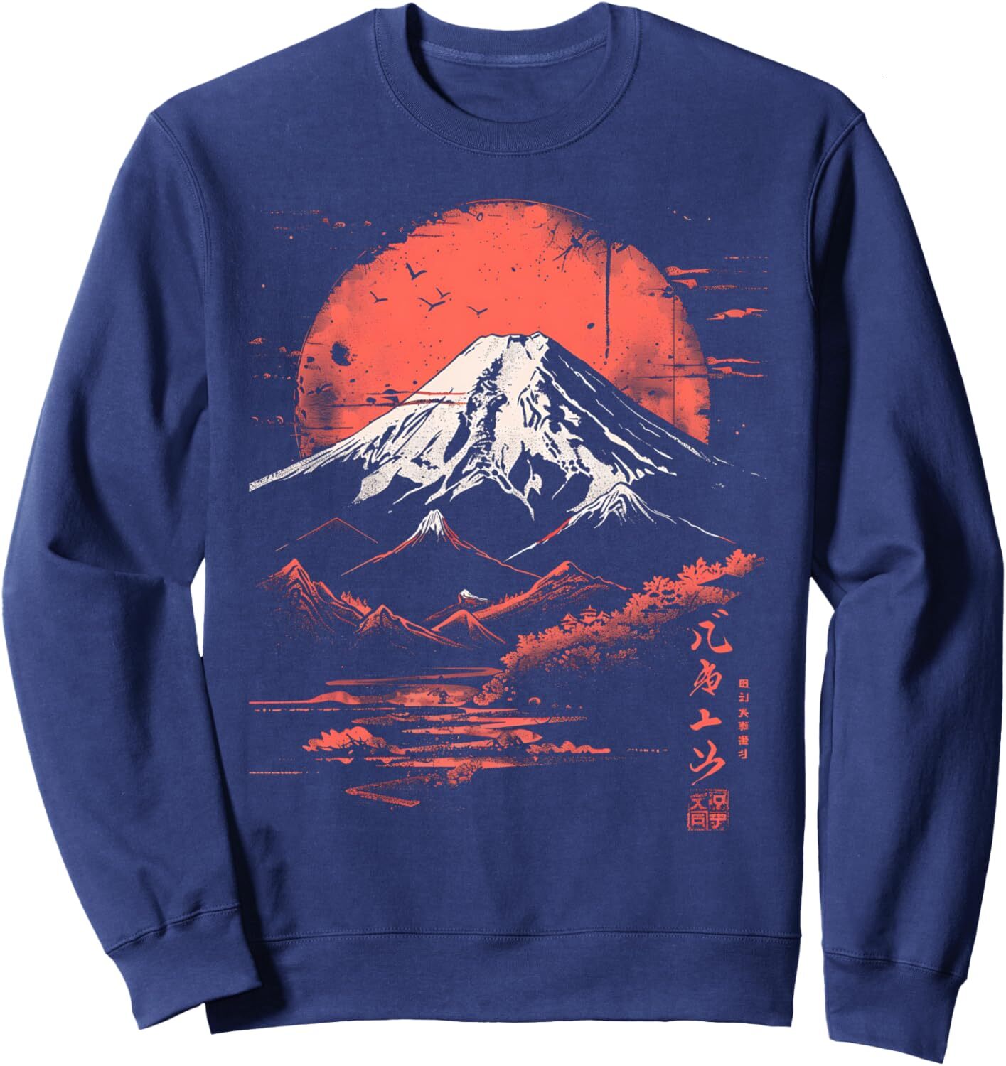 Long Sleeve Shirts for Men sweatshirt Mount Fuji Vintage Japanese Mountain Scene Graphic Tees Sweatshirt T shirt Tee Streetwear Casual tops clothes