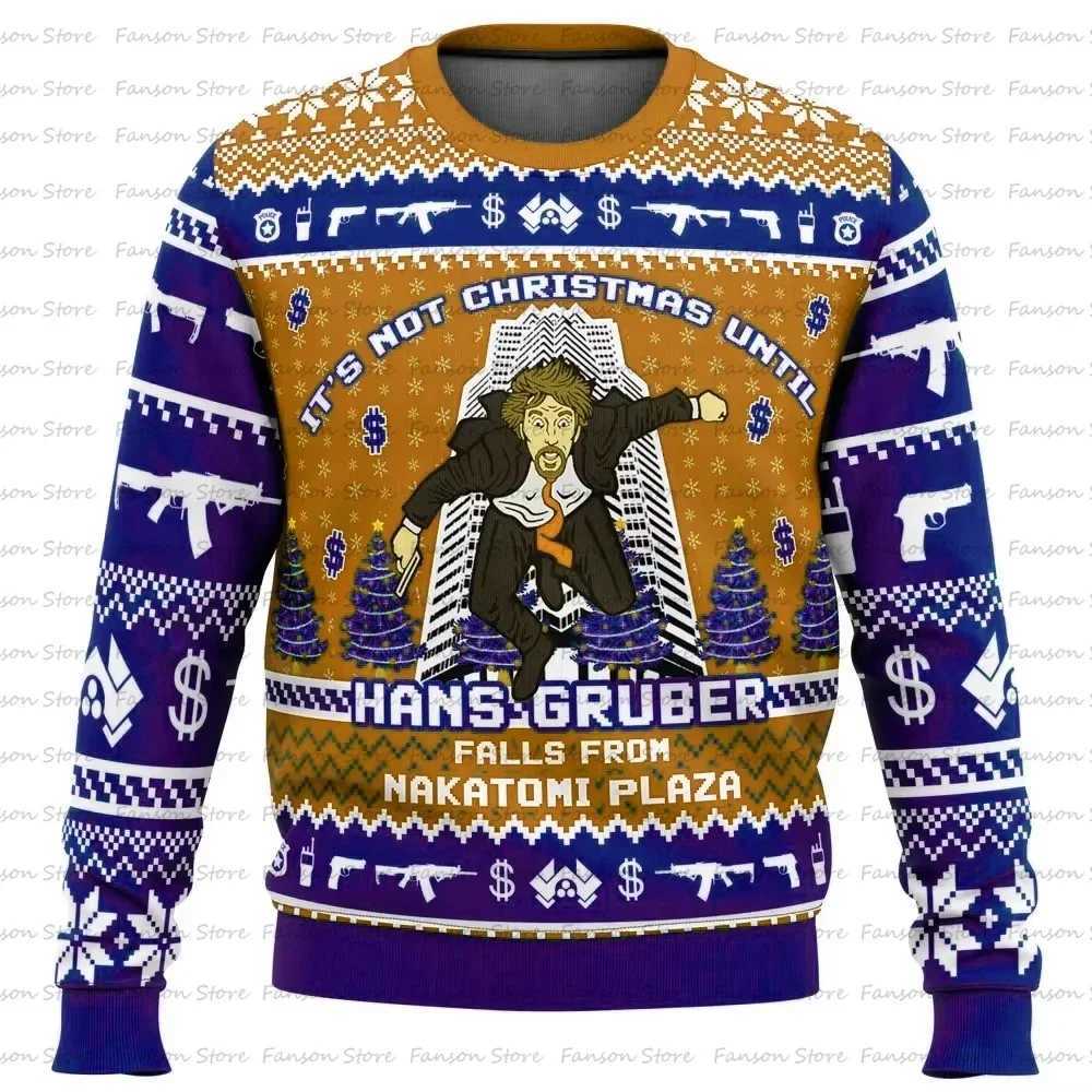 Hans Gruber Mens Hoodie Die Hard Pullover 3D Printed Christmas Hoodie Casual Oversized Mens Pullover Autumn Mens Clothing LX241113