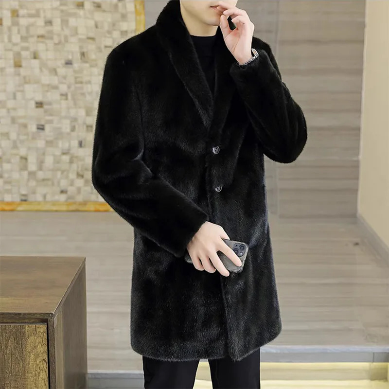 S-6XL size fashionable mens jacket warm mink velvet mens winter jacket medium long outdoor sports leisure short park 241112