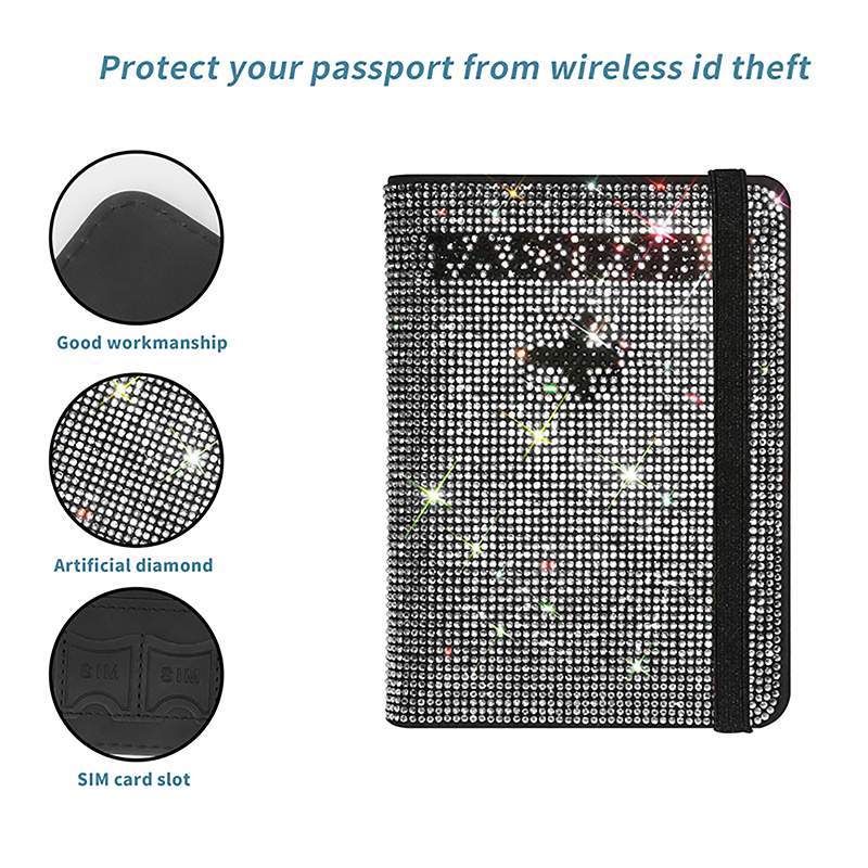 Crystal Dia Key Purse Bag Holder Cover Traveling Passport Bling Rhinestone Case For ID Credit Card