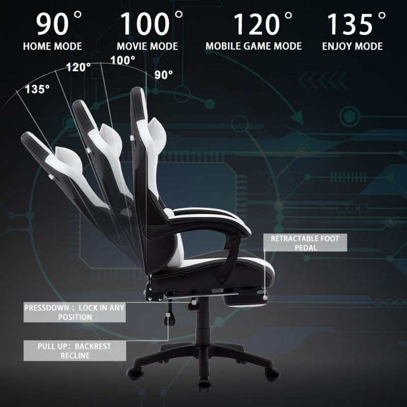OHAHO Gaming Chair, Office High Back Computer Leather Desk Racing Executive Ergonomic Adjustable Swivel Task C