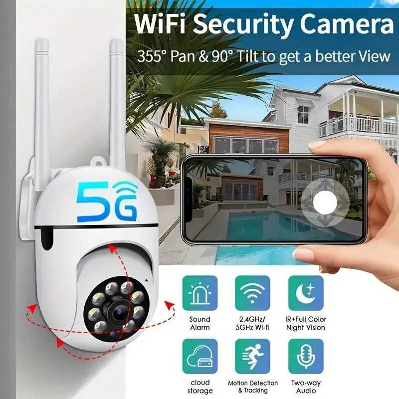 IP Cameras 5G WiFi Surveillance Cameras IP Camera HD 1080P IR Full Color Night Vision Security Protection Motion CCTV Outdoor Camera 24413