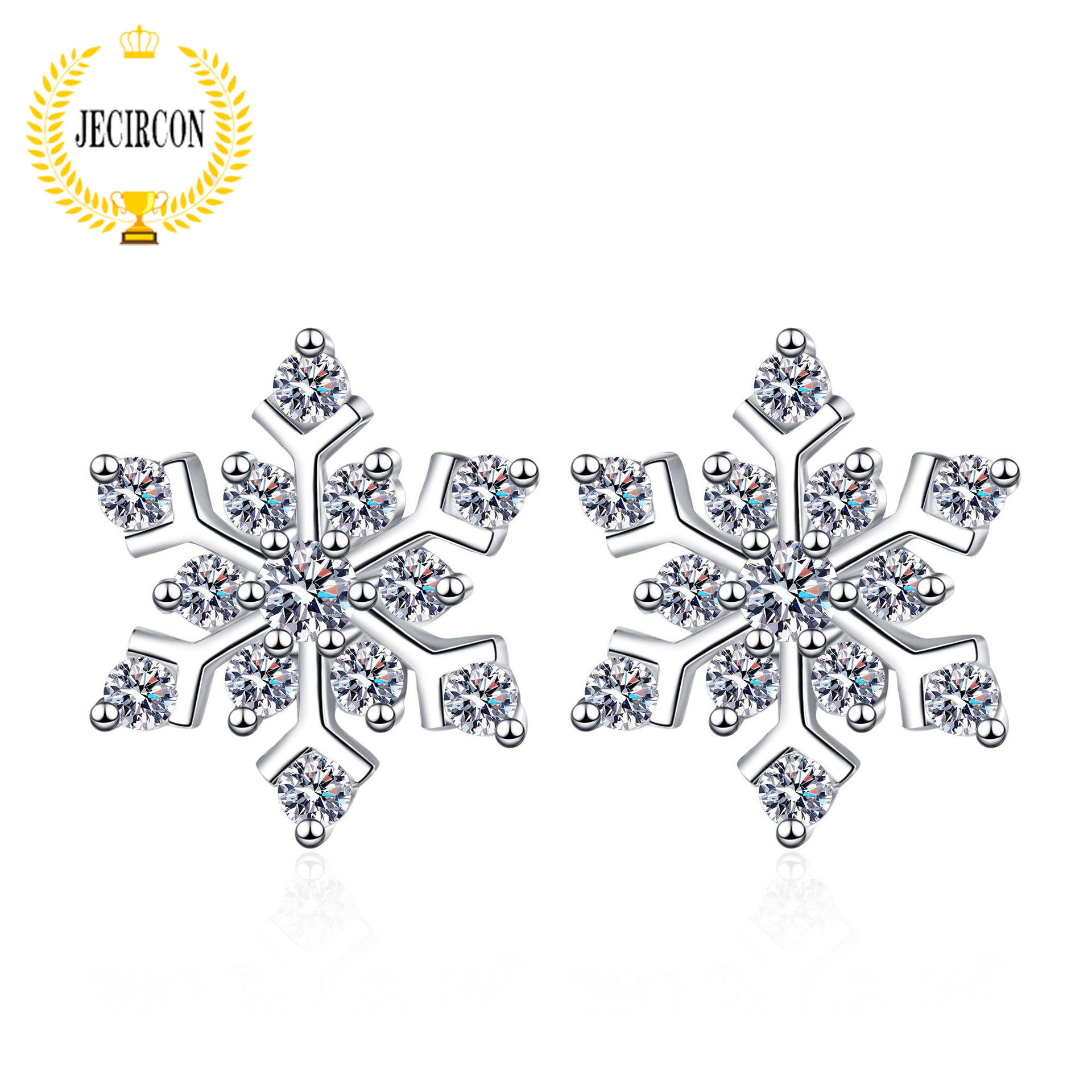D JECIRCON 0.72ct Moissanite Color Earrings for Women Sterling Sier Snowflake High-end Ear Studs Shiny Dia Ear Jewelry smile