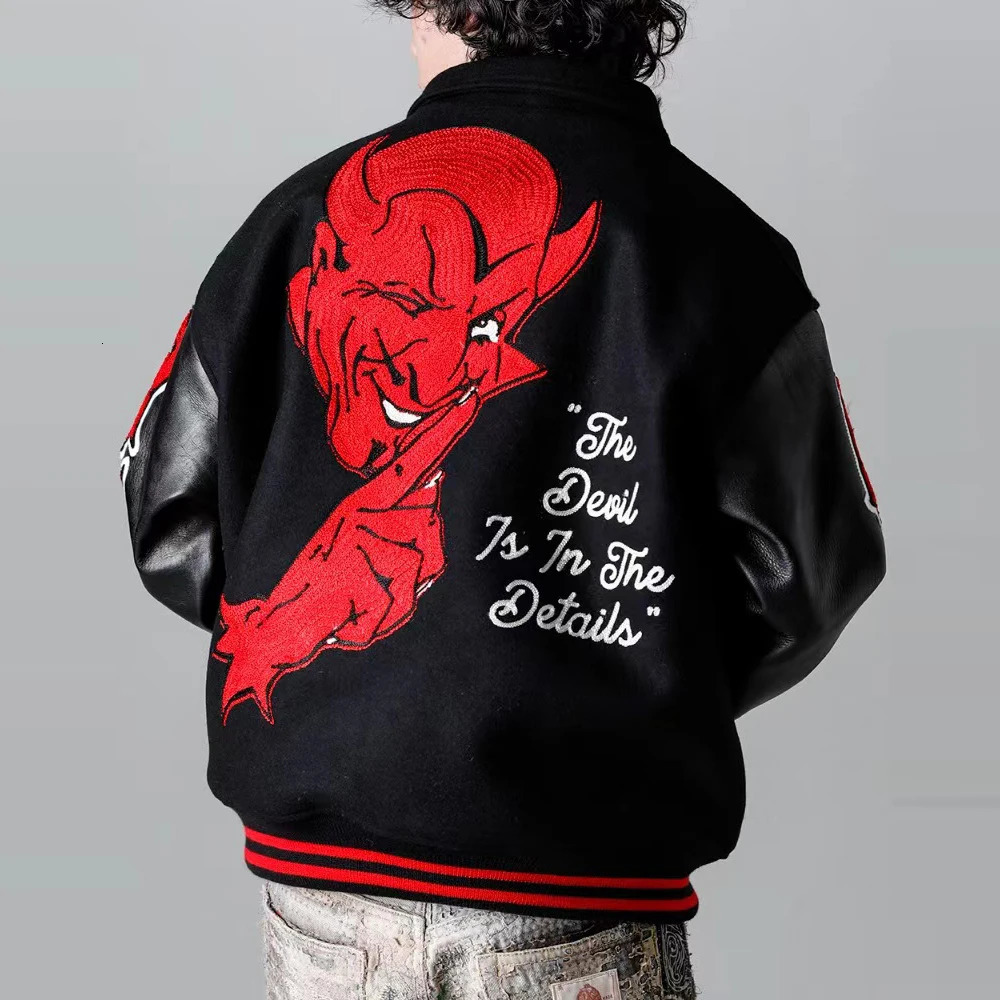 High Street Towel Letter Embroidery Character Printing Pu Leather Jacket Mens Autumn Upright Ropa Hombre Pocket Y2k Coat 241112 - view 7