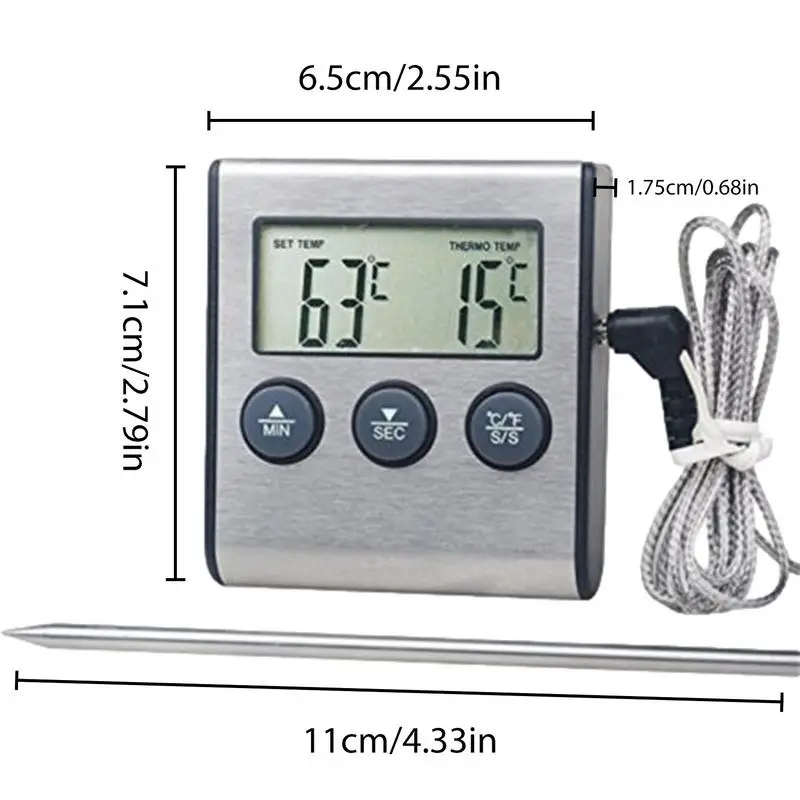 Meat Thermograph 0C to 300C Kitchen Digital Cooking Thermometer Meat Food Temperature for Oven BBQ Grill with Probe Heat Meter