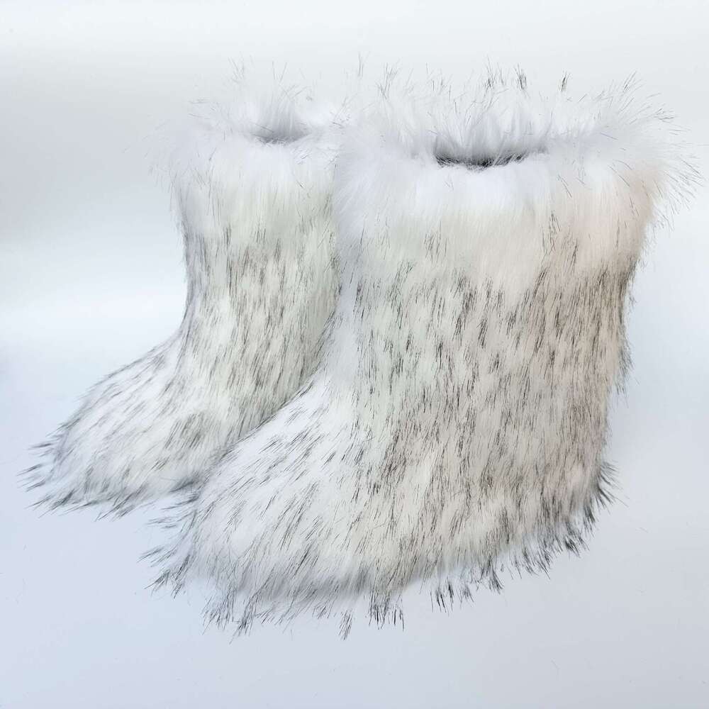 cute imitation raccoon fox fur shibuya spicy girl thickened largesized medium length fur snow boots