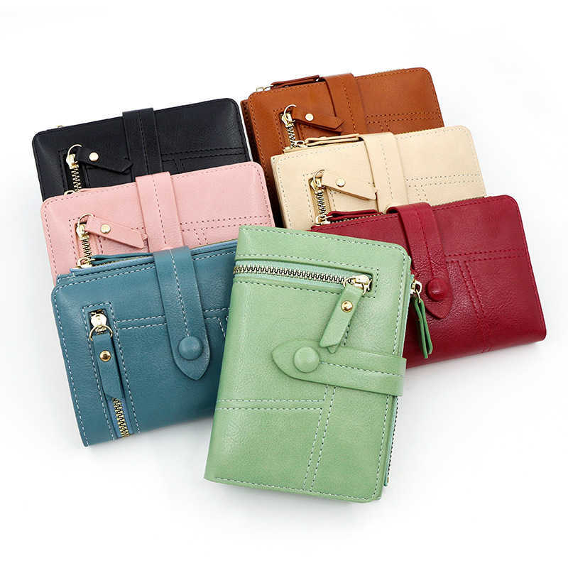Women Short Wallet Japanese Small PU Leather Wallet Clip Zipper Zero Wallet Off Wallets 241113