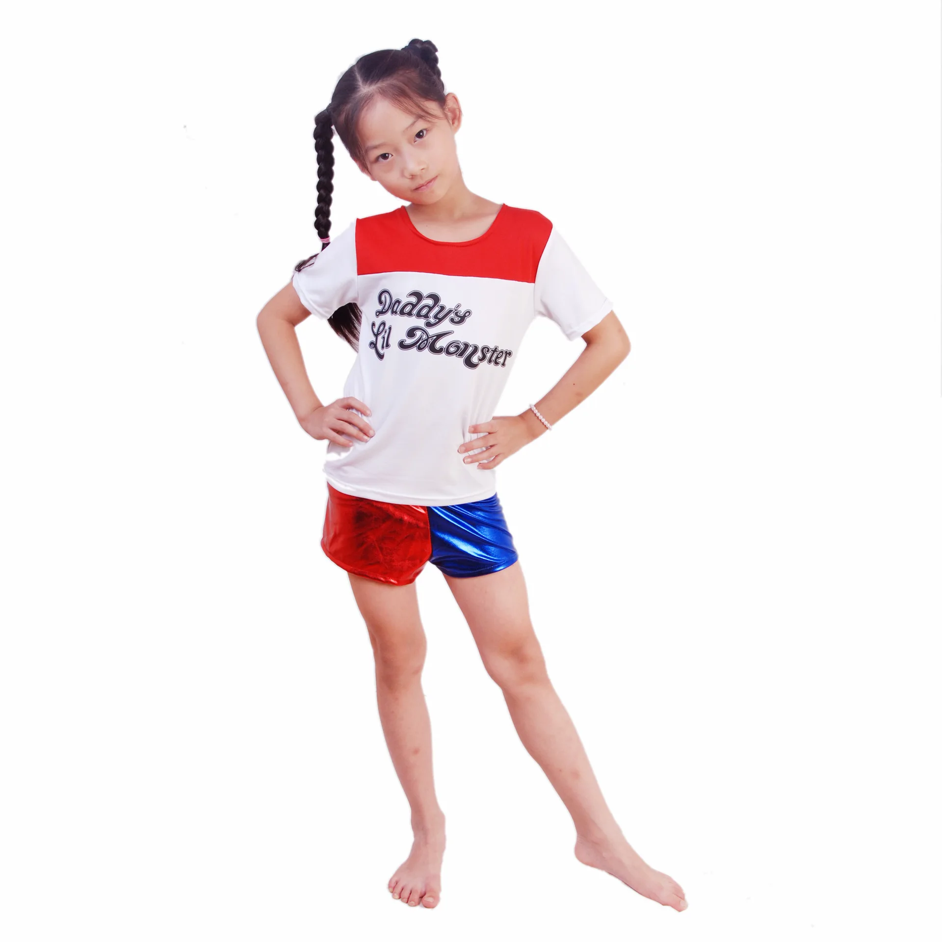 Costumes Cosplay Anime Harley Kids Girls Quinn T-Shirt Jacket Cosplay Uniforms Wigs ddmysmile Halloween Smile