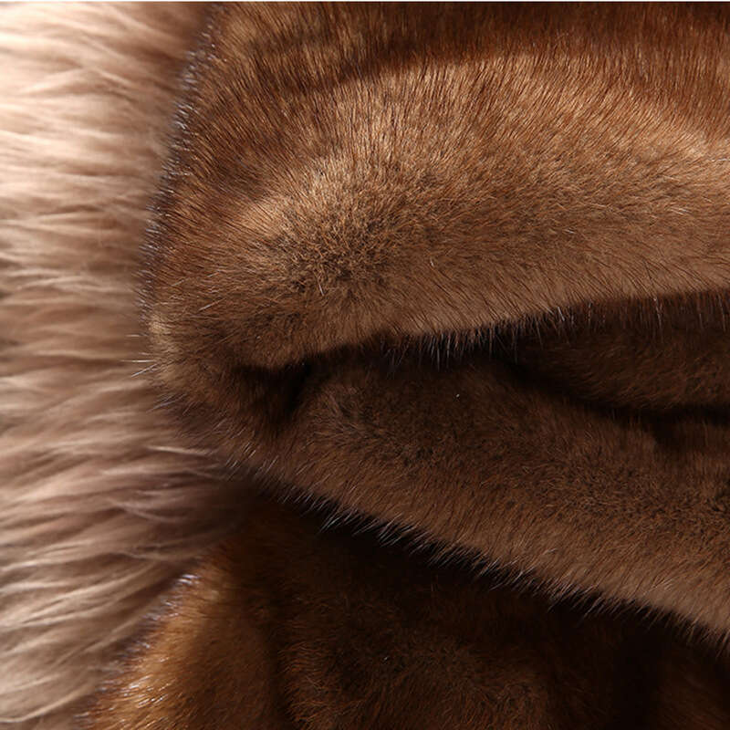 shanshi fur coat women High imitation whole coat women's mink fur new medium length style with hood fur winter casual wear