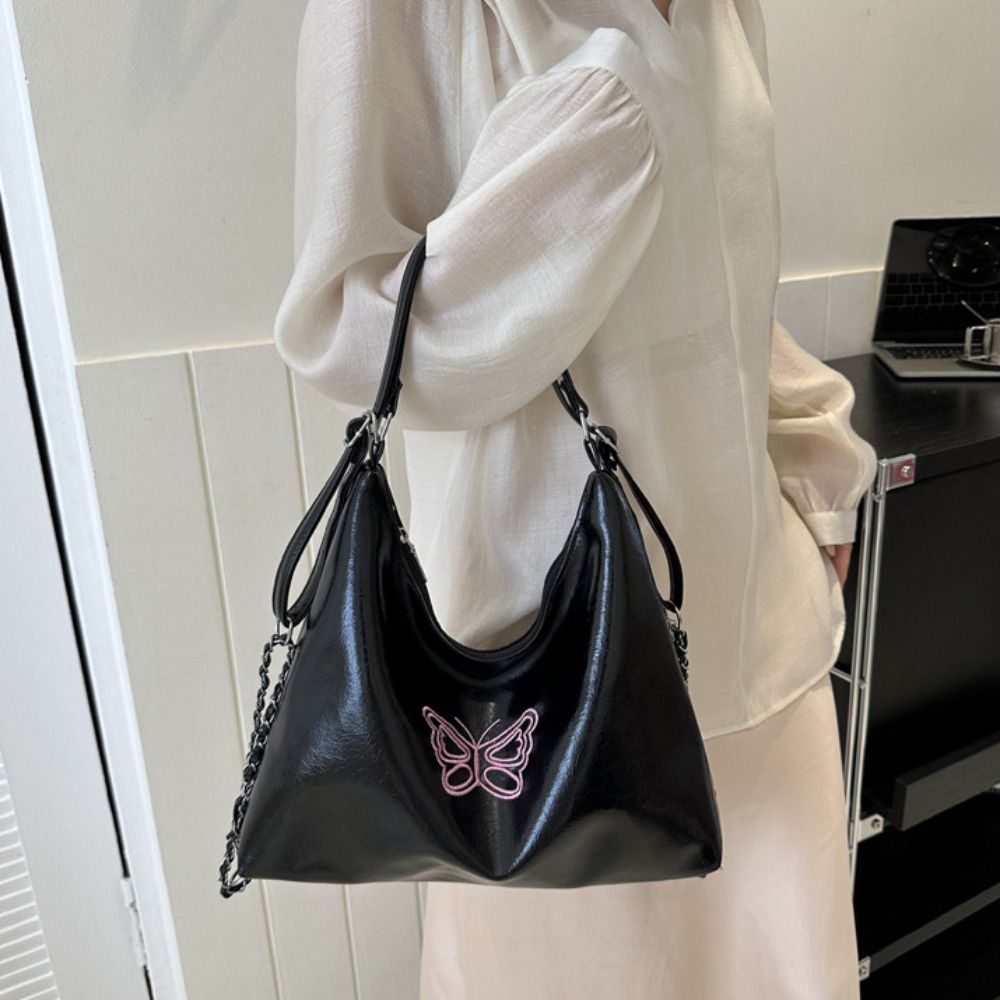 Multi Functional PU Leather Tote Bag Chain Shoulder Bag Dual Purpose Bag Korean Style All-match Large Capacity Tote Bag Gift