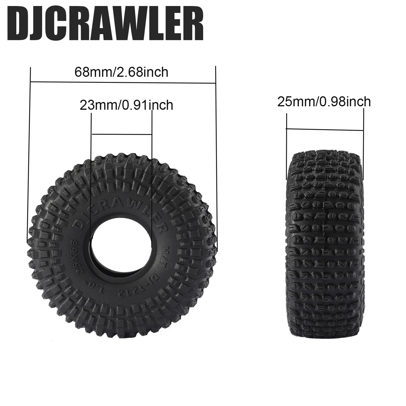 Super Soft Sticky 1.0 Wheel Tires Mud Stud Tires 68*25mm for TRX4M 1/18 1/24 RC Crawler Axial SCX24 FMS FCX24 RC Car Upgrade