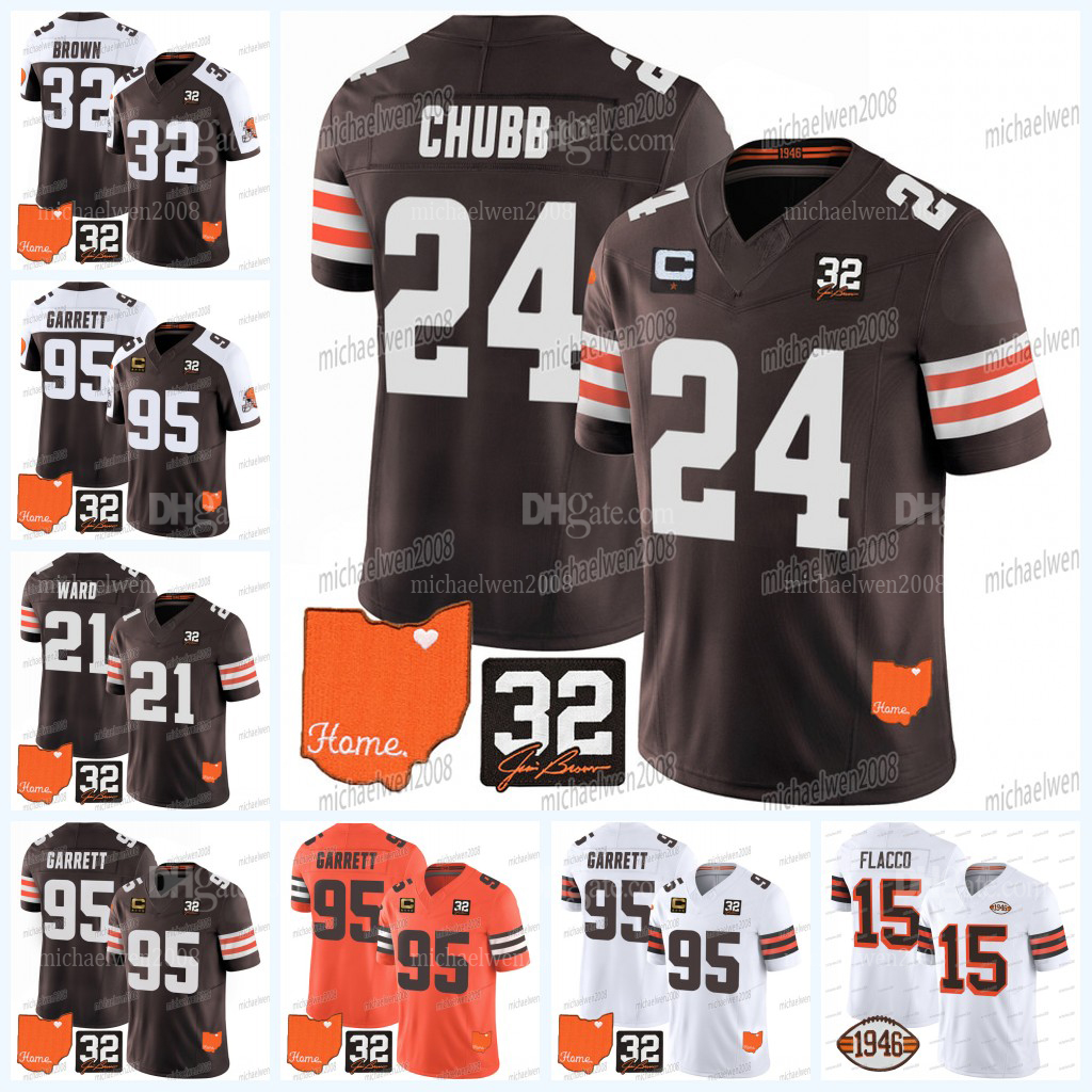 24 Nick Chubb Myles Garrett Joe Flacco Brown Jersey Deshaun Watson Amari Cooper Owusu-Koramoah Denzel Ward Dustin Hopkins Elijah Moore