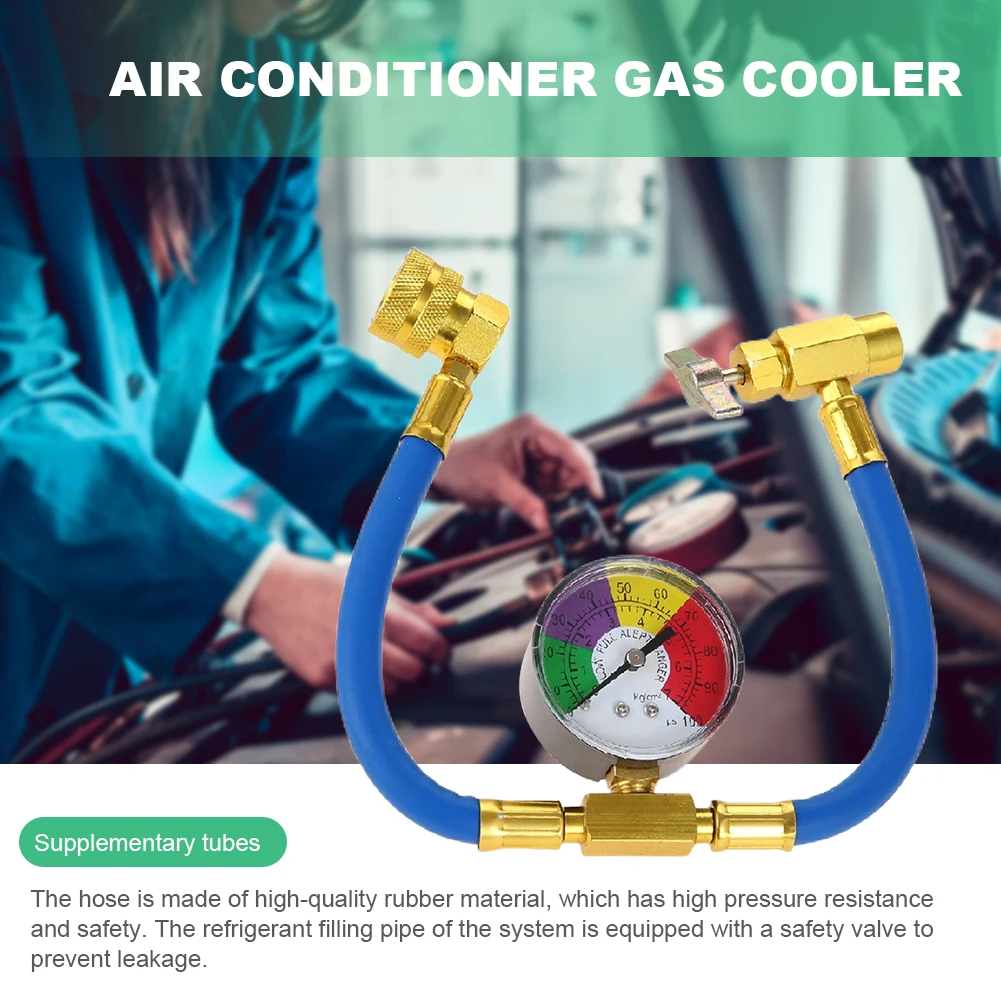 1-5PCS R134A Refrigerant Charging Hose with Pressure Gauge Air Conditioner Gas Charging Hose AC Recharge Hose for Car Automobile