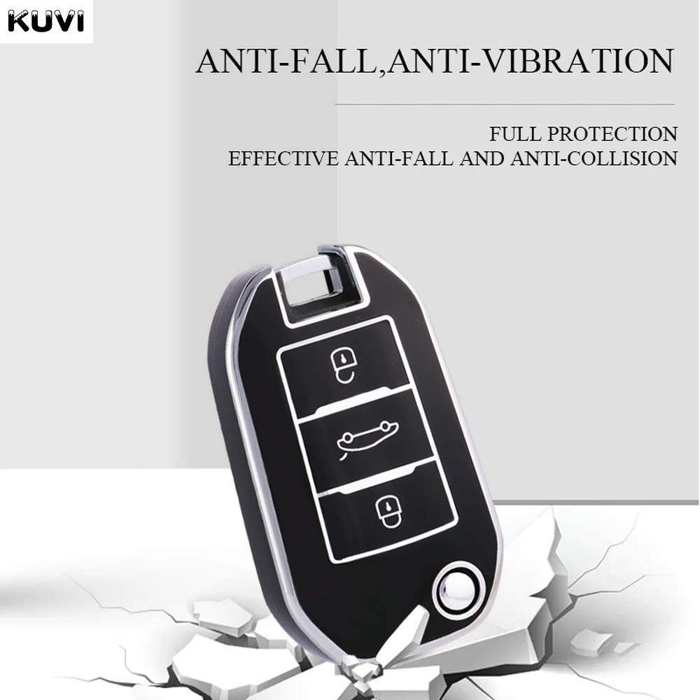 TPU Car Flip Key Case Cover Shell Fob For Peugeot 208 3008 308 508 408 2008 307 4008 For Citroen C4 C3 C6 CACTUS C8 Accessories