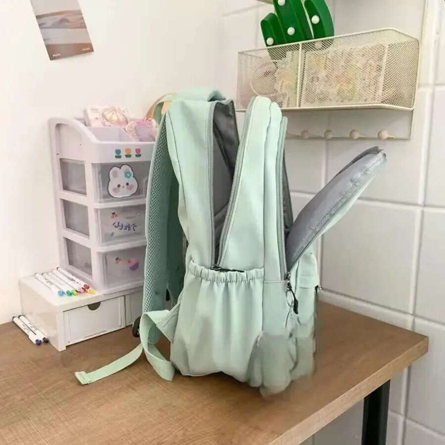 No pendant waterproof youth nylon Rucack fashionable girl women shoulder bag high school backpack black 240827 154f