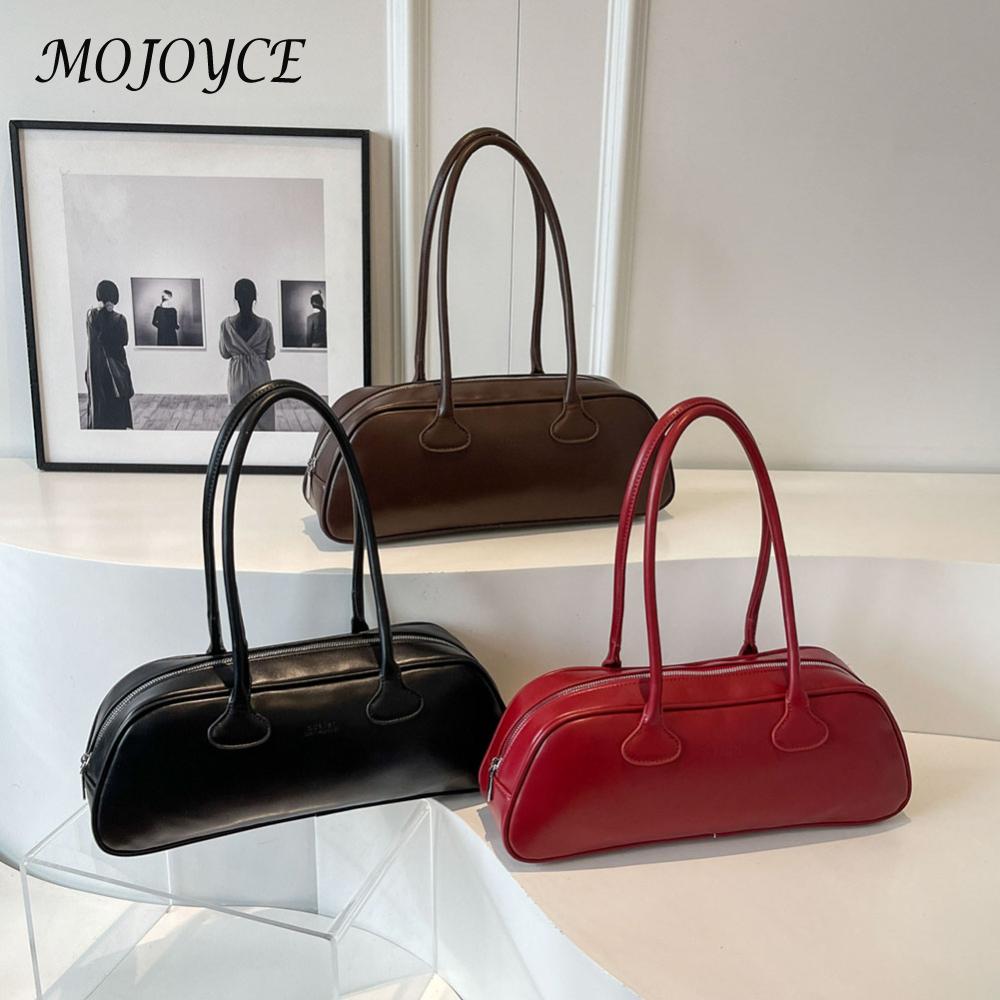 Women Fashion Shoulder Bag Large Capacity PU Leather Vintage Armpit Bags Solid Color Retro Commuting Bag Single Shoulder Bag