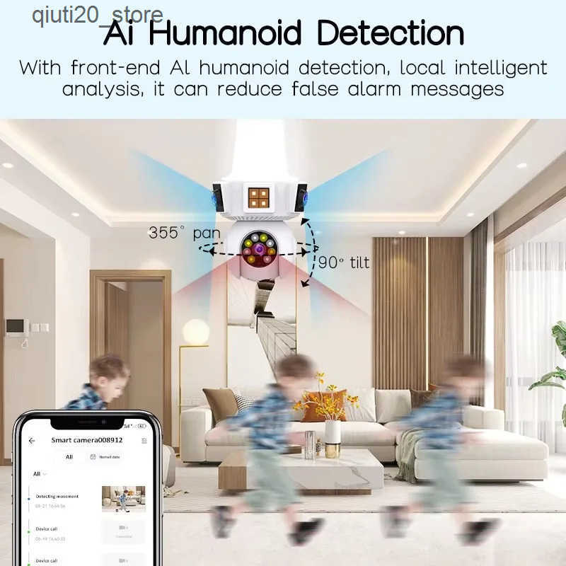 IP Cameras 6MP three lens V380Pro solar E27 wireless WIFI IP dome camera full-color AI human recognition home security CCTV monitor z250210