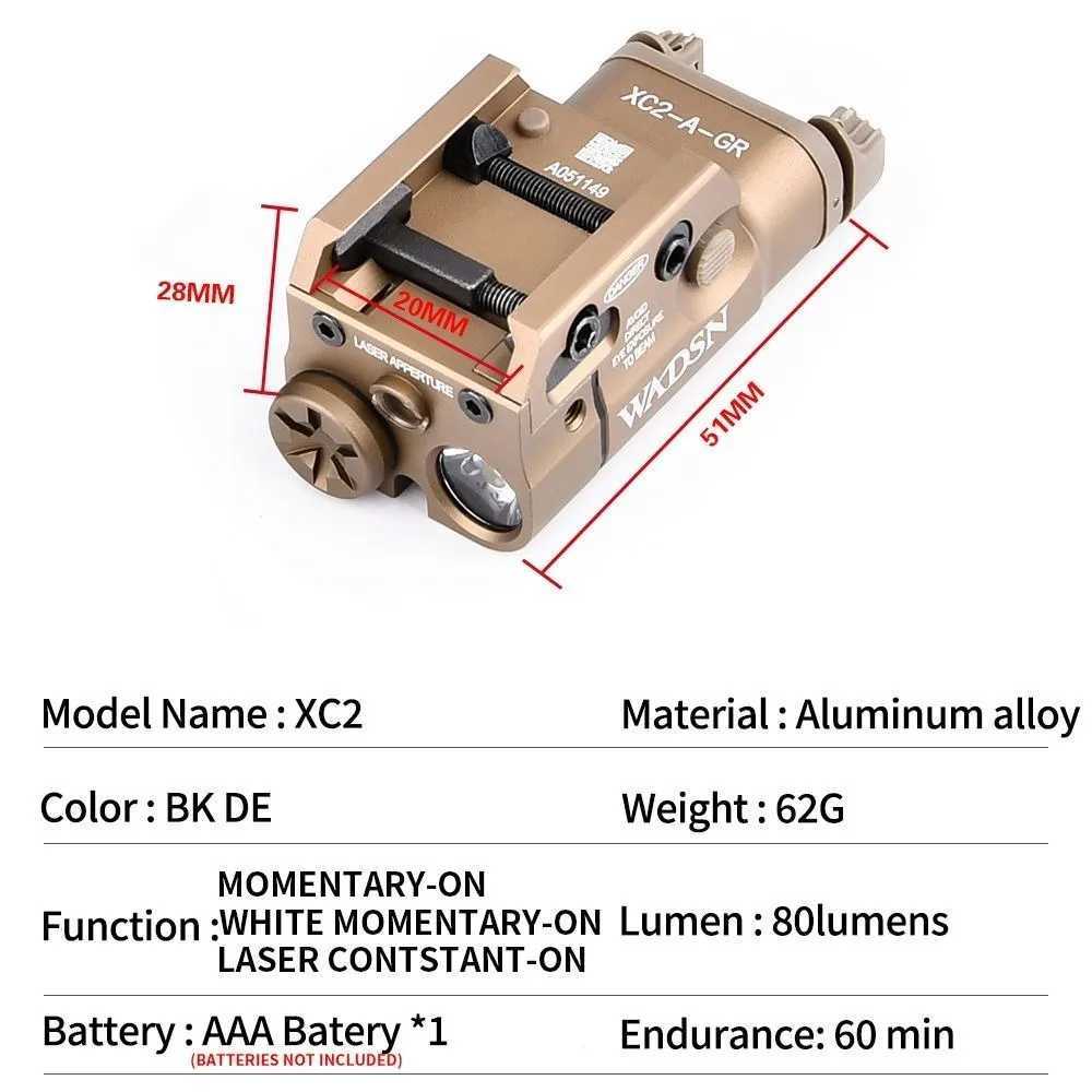 XC1 XC2 WADSN Airgun Tactical Flashlight Used for Glcok 17 19 G17 19 P250 Weapon Hunting Accessories D Reconnaissance Light W241567112 1